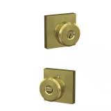 Bowery Satin Brass Keyed Door Knob with Trim