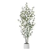 7 ft Artificial Eucalyptus Tree in Oval Planter