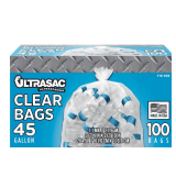 45-Gal Clear Recycling Heavy Duty Trash Bags (100)