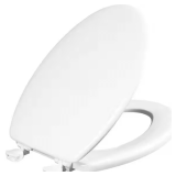 Elongated Enameled Wood Toilet Seat, White