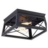 2-Light Matte Black Farmhouse Ceiling Light