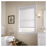 White Cordless Faux Wood Blind, 24.5W x 64L