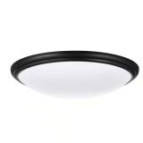 14 in. Matte Black/White LED Flush Mount with Trim