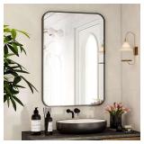 24.1W x 35.8H Metal Framed Vanity Mirror Black