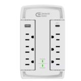 6-Outlet Wall Surge Protector, USB-A/C, White