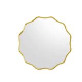 Gold 30.1 in. Round Vanity Mirror with Wave Frame