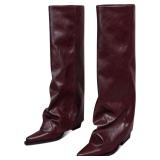Women s Fold-Over Knee-High Boots, Wide Calf 9.5