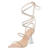 Putu Strappy Heels, Rhinestone Sandals 7.5