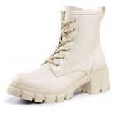 IDIFU IN2 Combat Boots Women Lace Up Lug Sole 9