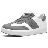 Men's Orthopedic Leather Dress Sneakers: Gray 9.5