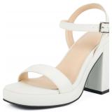 Women s Platform Heels Sandals Open Toe White 8