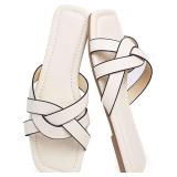 2025 Women's Flat Sandals - Braided Square Toe 8