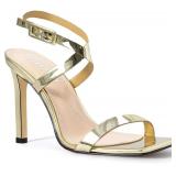 Strappy Heels for Women: Square Open Toe Sandals Size 7.5