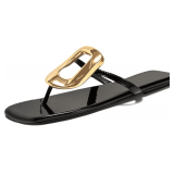 Womens Flat Sandals Leather Beach Slippers Black39