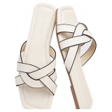 2025 Women's Flat Sandals - Braided Square Toe 8