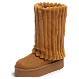 Women s Platform Fur Boots, Fleece Lined Size 9