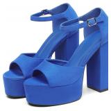 Putu Women's Platform Heels Royal Blue 6