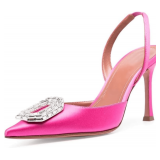 Arqa Satin Slingback Pumps Pointed Toe Heels Size 9