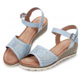 Light Blue Wedges for Women Dressy Sandals US 8