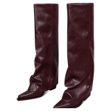 Women's Fold-Over Knee High Boots, Wide Calf Size 9.5