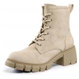 IDIFU IN2 Combat Boots Women Lace Up Lug Sole 12