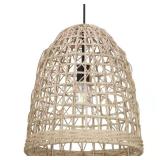 Jocassee 1-Light Matte Black Pendant with Rattan