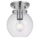 Berea 7 in. 1-Light Brushed Nickel Semi-Flush