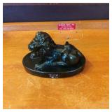 Cast Iron Lion Figurine on Oval Base