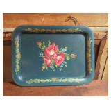 Metal Serving Tray with Floral Design
