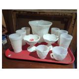 Large Grouping of Milk Glass Items Including Ice B