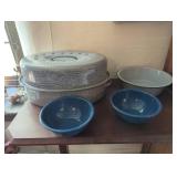 Enamelware Roasting Pan and Bowls