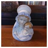 Ceramic Virgin Mary and Child Planter Statue