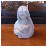 White Ceramic Virgin Mary Bust Sculpture