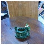 Green Ceramic Planter with Elf and Well