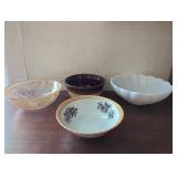 Four Vintage Carnival Glass and Lusterware Bowls