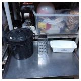 Kitchen Lot With Graniteware Pot, Grater, and Dish