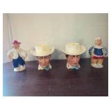 Early Plastic Figures With Cowboy and Clown