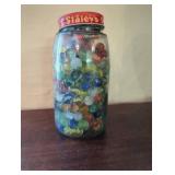 Glass Jar Filled with Assorted Marbles