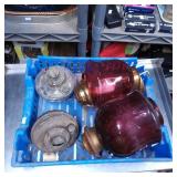 Vintage Glass and Metal Lamp Components