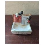 Ceramic Ashtray with Figurines Marked Who Left Th