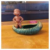 Ceramic Figurine With Canoe Design Dish