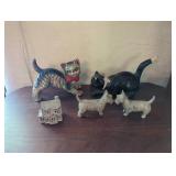 Cat and Dog Figurines Including Doorstop