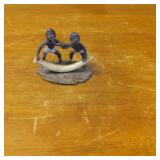 Cast Metal Figurine of Two Figures on a Base