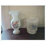 Hand-Painted Glass Vase and Jar Set