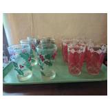 Two Glassware Sets, Holiday-Themed, 5 Inches Tall