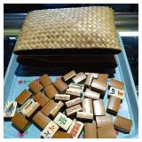 Mahjong Tiles with Woven Carrying Case