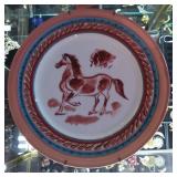 Hand Painted 1950s German Plate with Horse Design