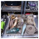 Vintage Lamp Parts Including Glass Shades