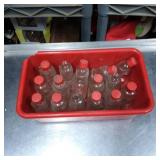 Small Clear Glass Bottles with Red Caps