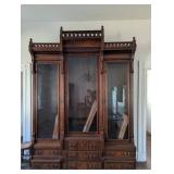 Victorian Eastlake Wooden Bookcase with Glass Door